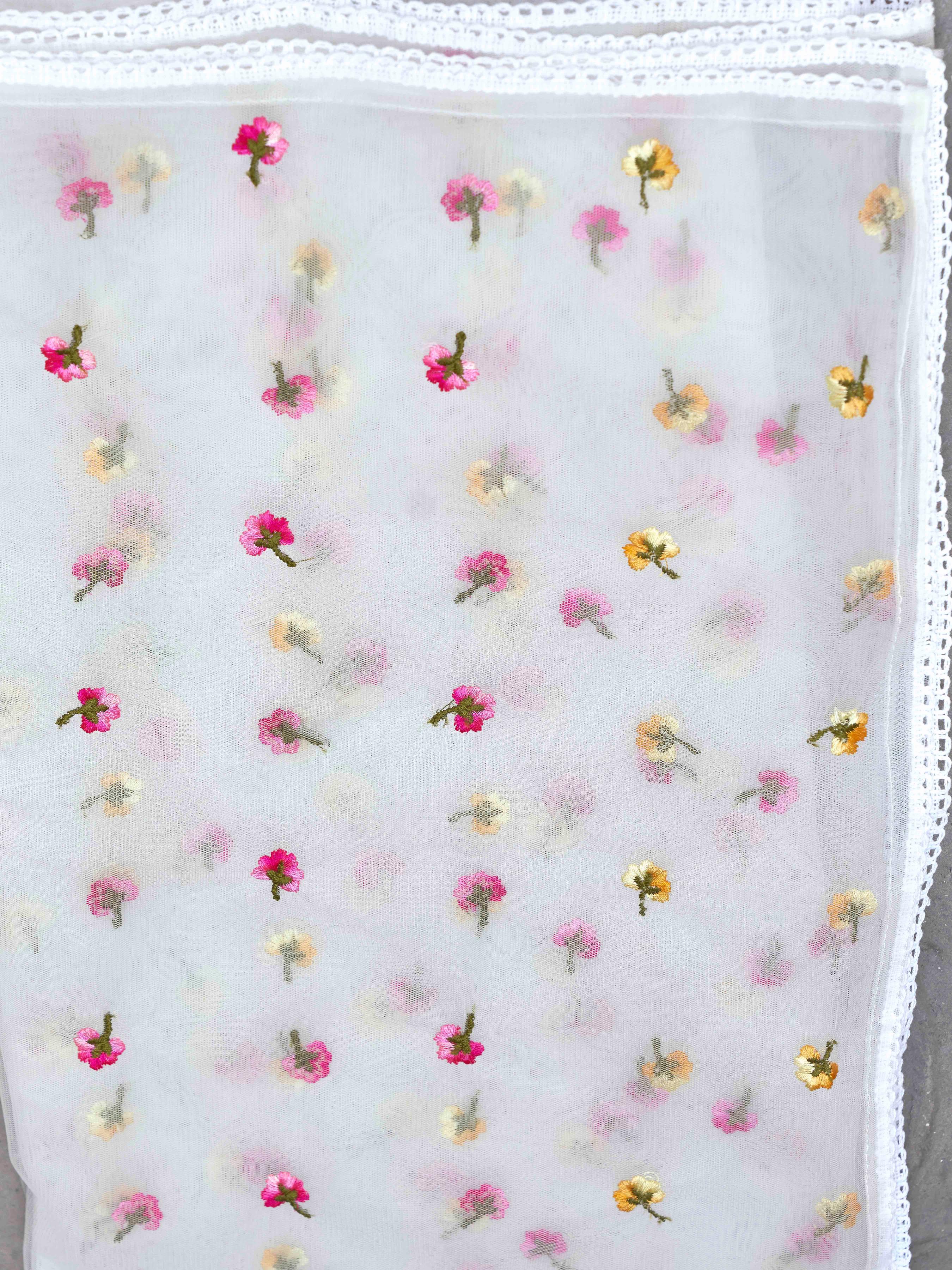 White Cotton With Multi Thread Embroidered Kurta Set